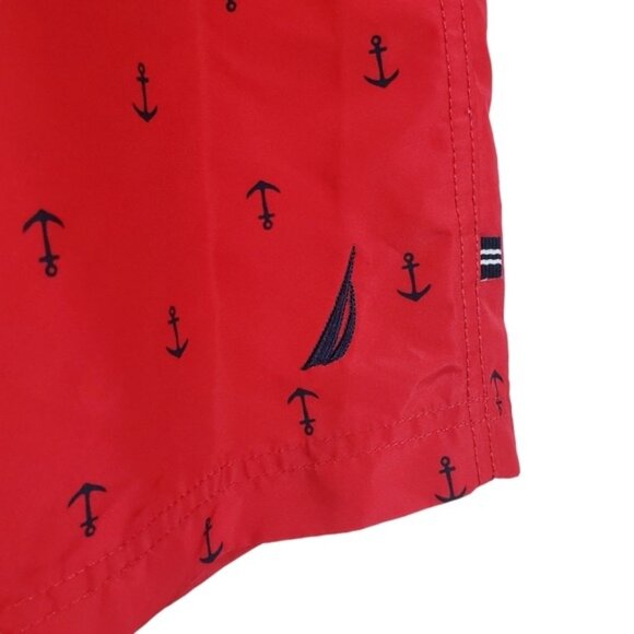 Nautica Mens Red Anchor Print Swim Trunk Shorts Size XXL - Picture 3 of 5